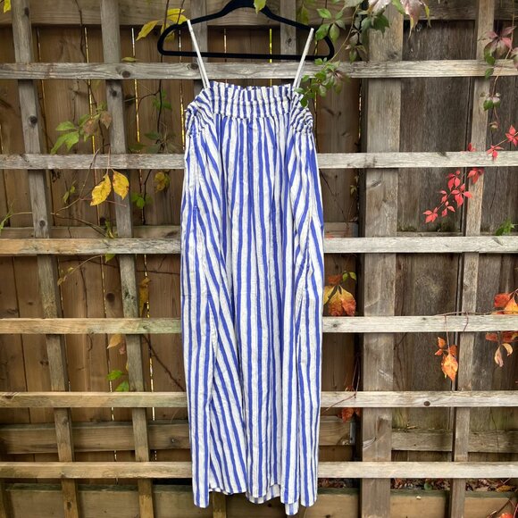 Madewell Ruffle A-Line Midi Dress in Stripe Poplin – Size Large - Picture 6 of 7